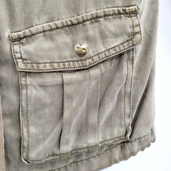 Max Jeans Olive Green Lightweight Adjustable Utility Hooded Jacket Women's Sz S - Picture 4 of 9